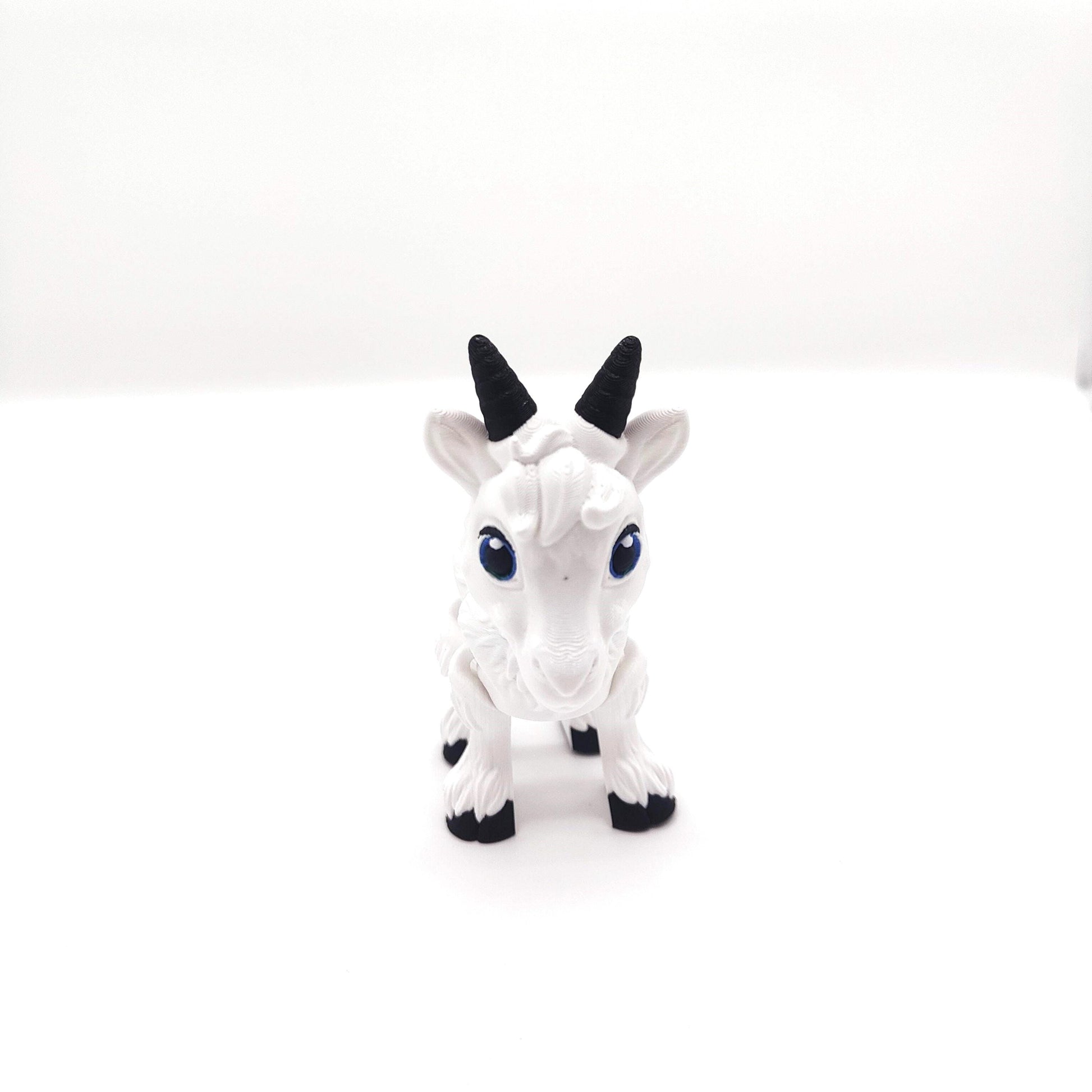 White Baby Goat Figurine with Movable Legs and Head - Cute Collectible Toy - Perfect for Animal Lovers and Kids