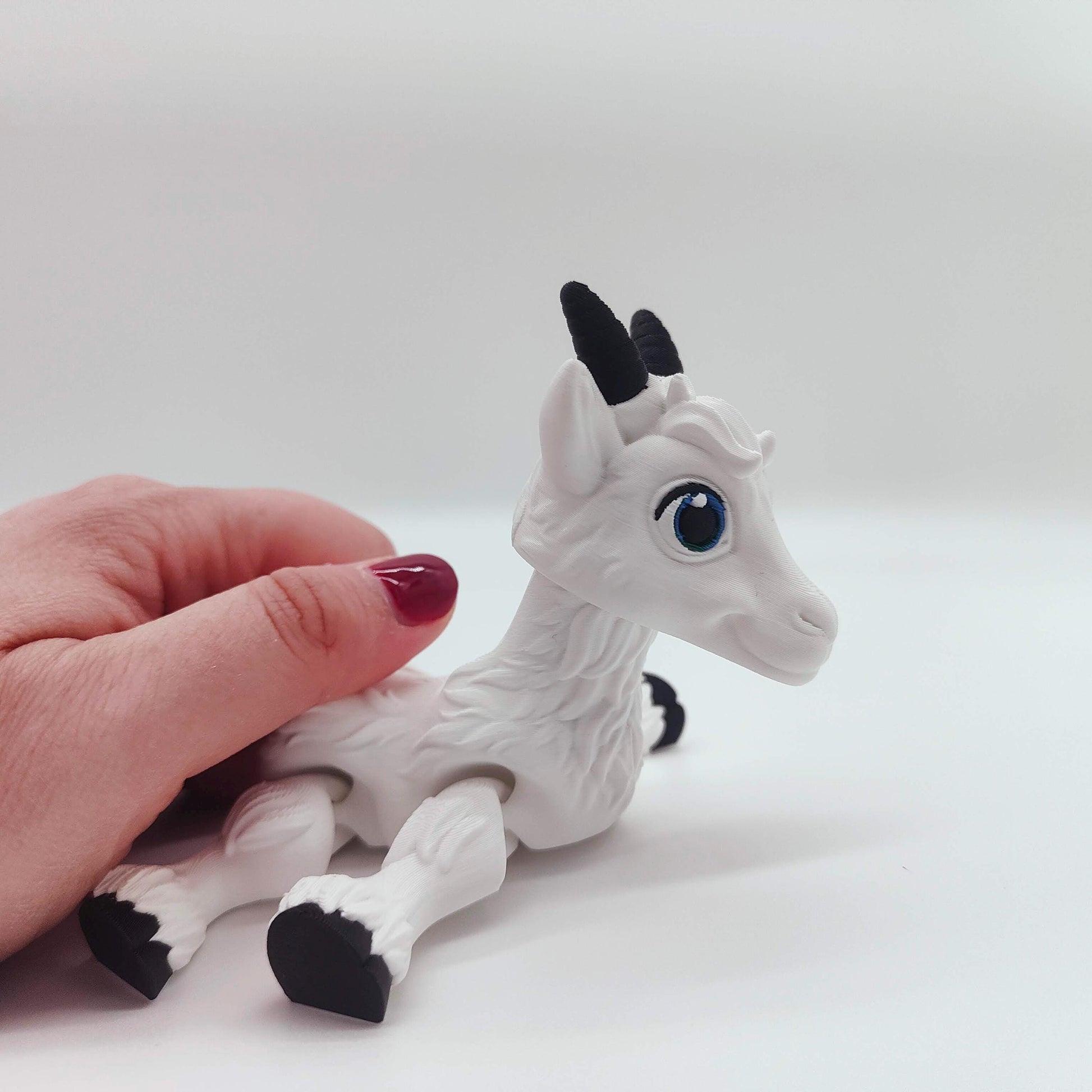 White Baby Goat Figurine with Movable Legs and Head - Cute Collectible Toy - Perfect for Animal Lovers and Kids
