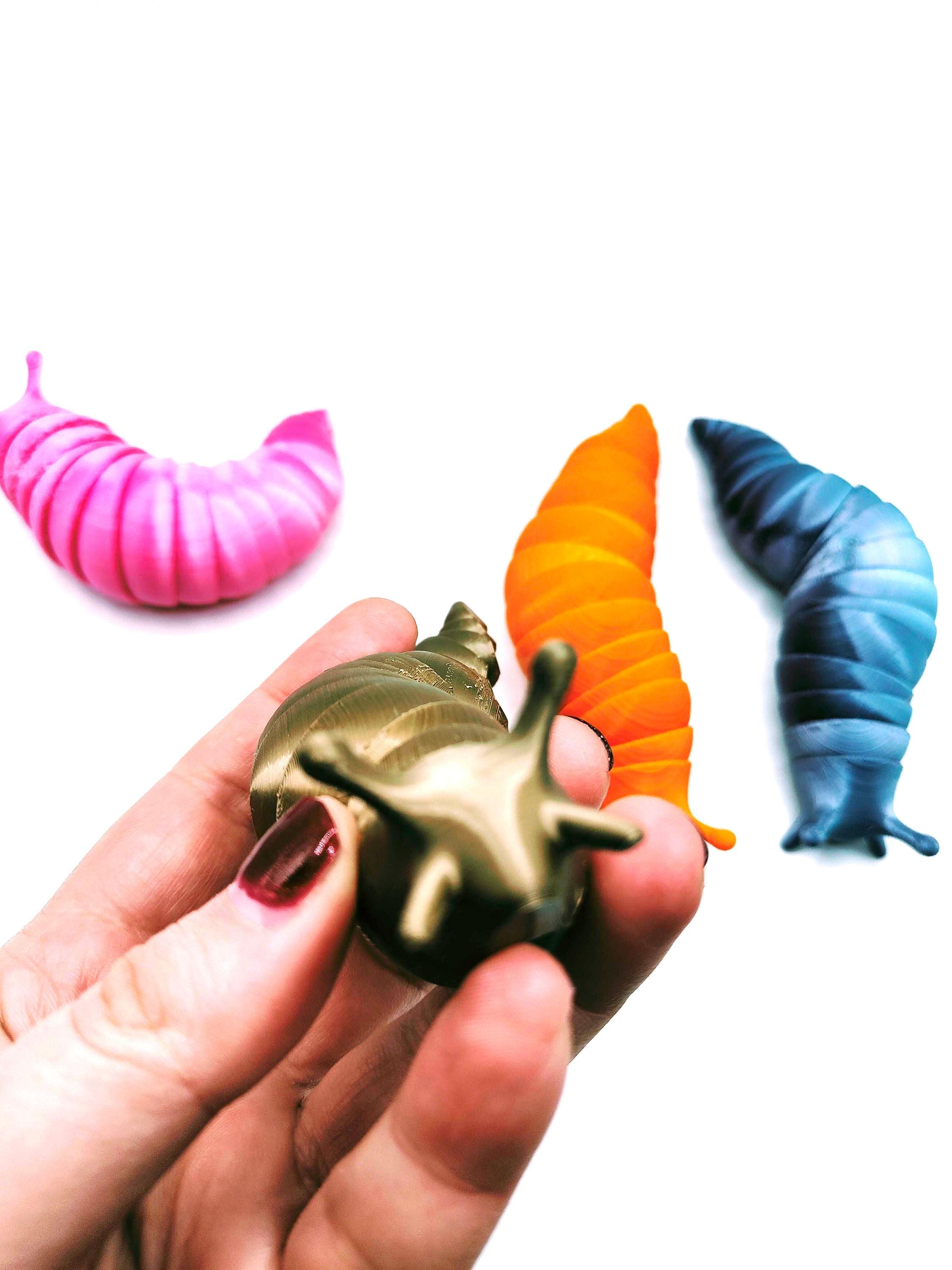 Slug Fidget Toy | 3D Printed Worm Fidget Desk Toy | Friendly Articulated Wiggly Slug