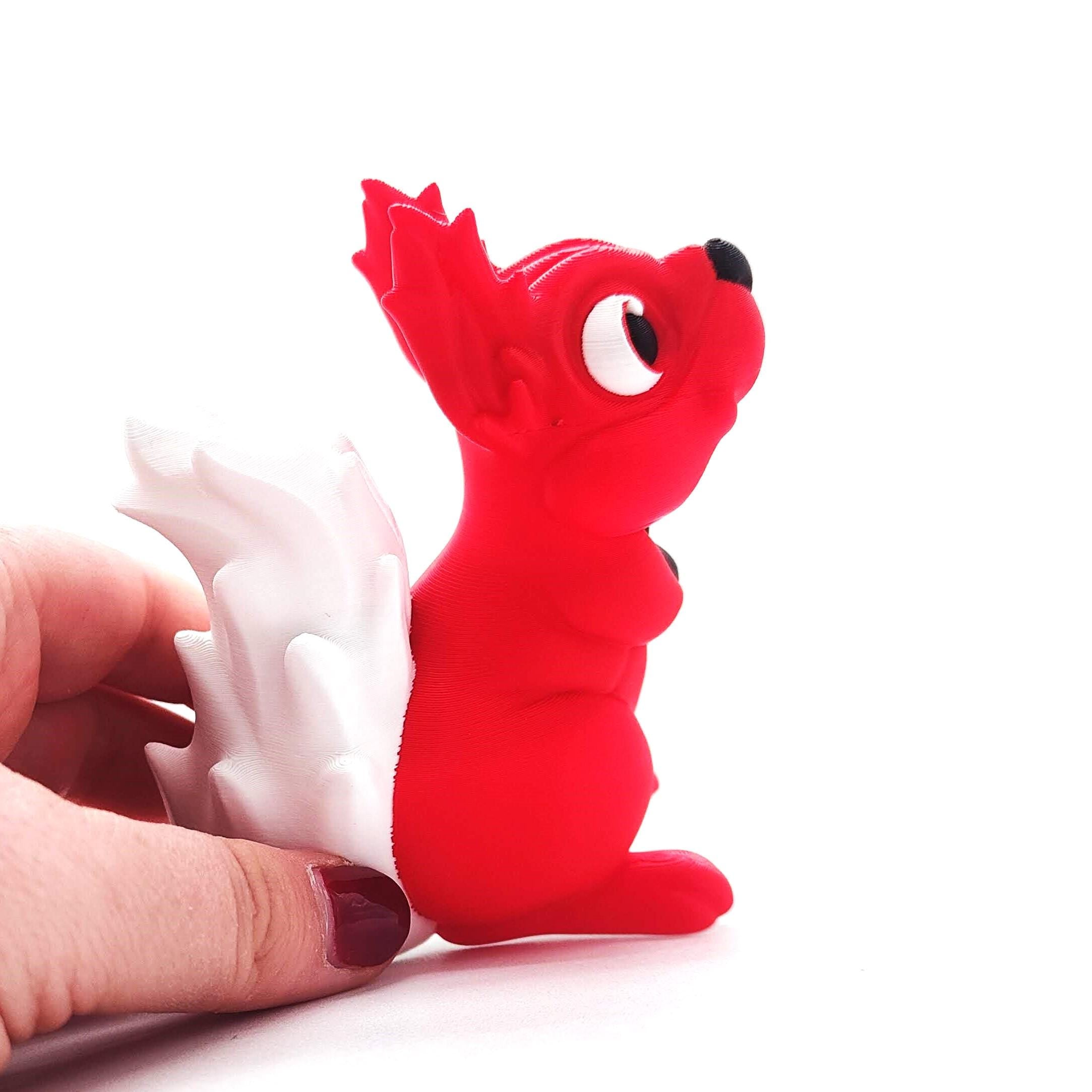 Adorable Red Squirrel Figurine with Striking White Tail - Perfect for Animal Lovers, Home Decor, and Collectible Displays