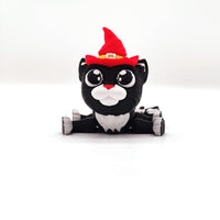 Adorable Halloween Decor, Black Cat with Witch Hat, Perfect for Spooky Season Gifts and Home Accents