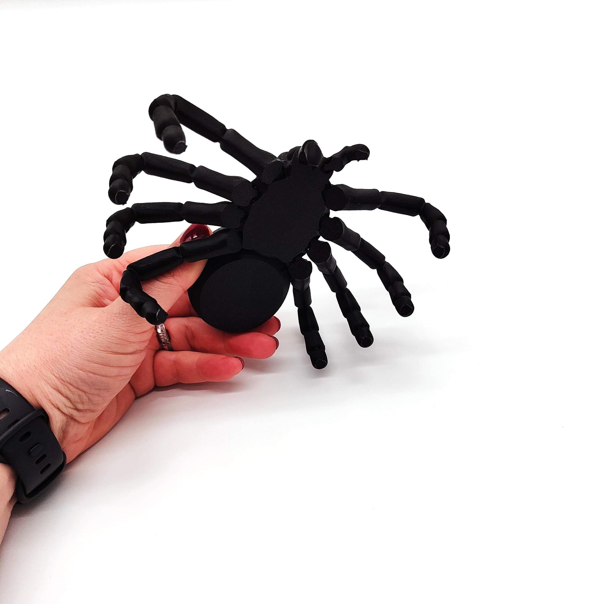 Black Widow Spider – Perfect for Display, Play, or Desktop Decoration, Halloween Decor, Flexible Spider, Scary Spider Red and White Accents