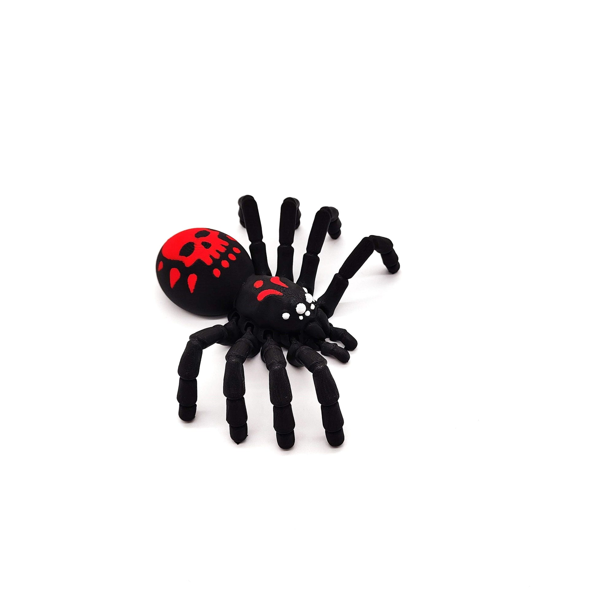 Black Widow Spider – Perfect for Display, Play, or Desktop Decoration, Halloween Decor, Flexible Spider, Scary Spider Red and White Accents