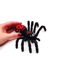 Black Widow Spider – Perfect for Display, Play, or Desktop Decoration, Halloween Decor, Flexible Spider, Scary Spider Red and White Accents