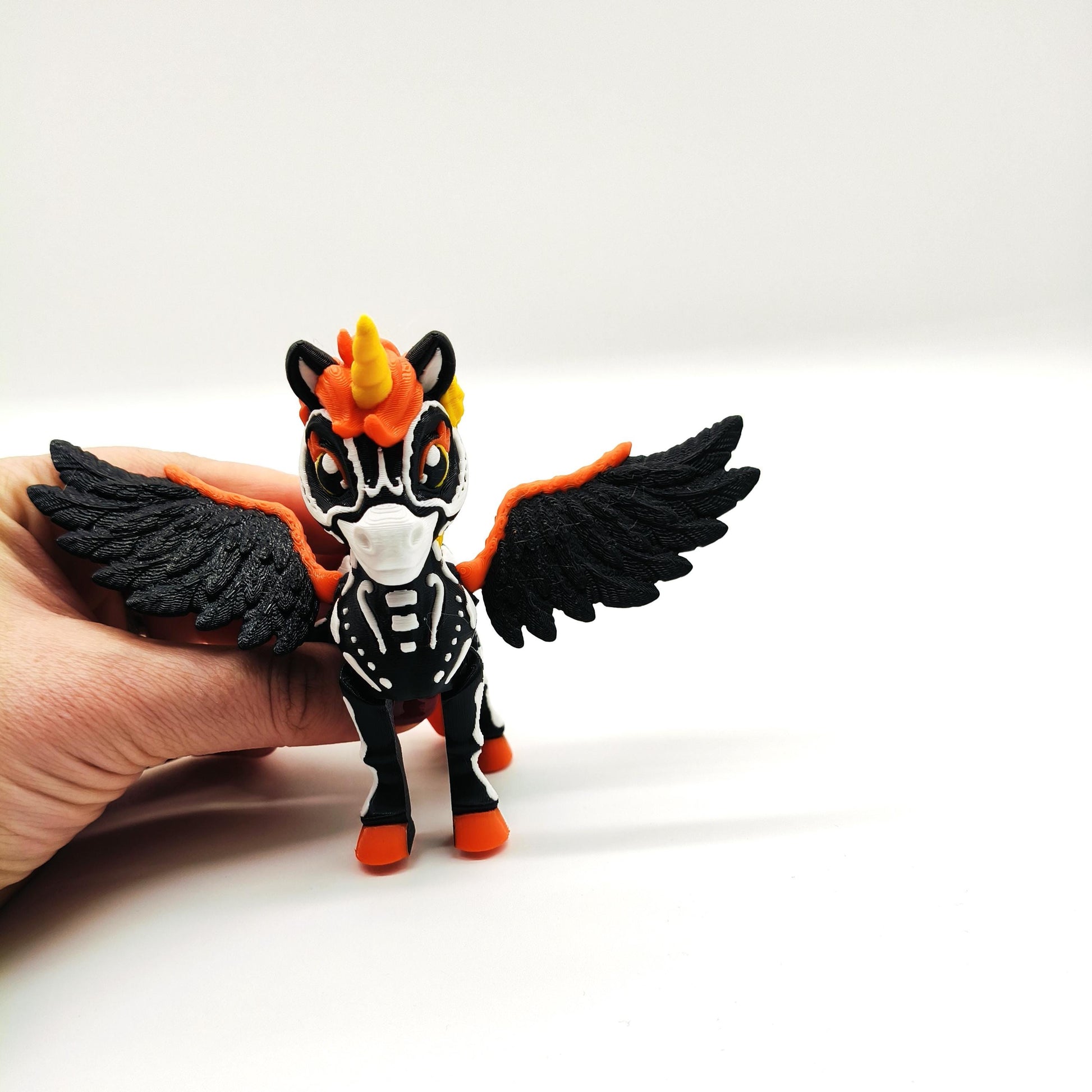 Spooky Unicorn, Colorful Skeleton Pegasus Unicorn – Halloween Decor, Fantasy Figurine Gift, Perfect Gift for Mythical Creature Lovers