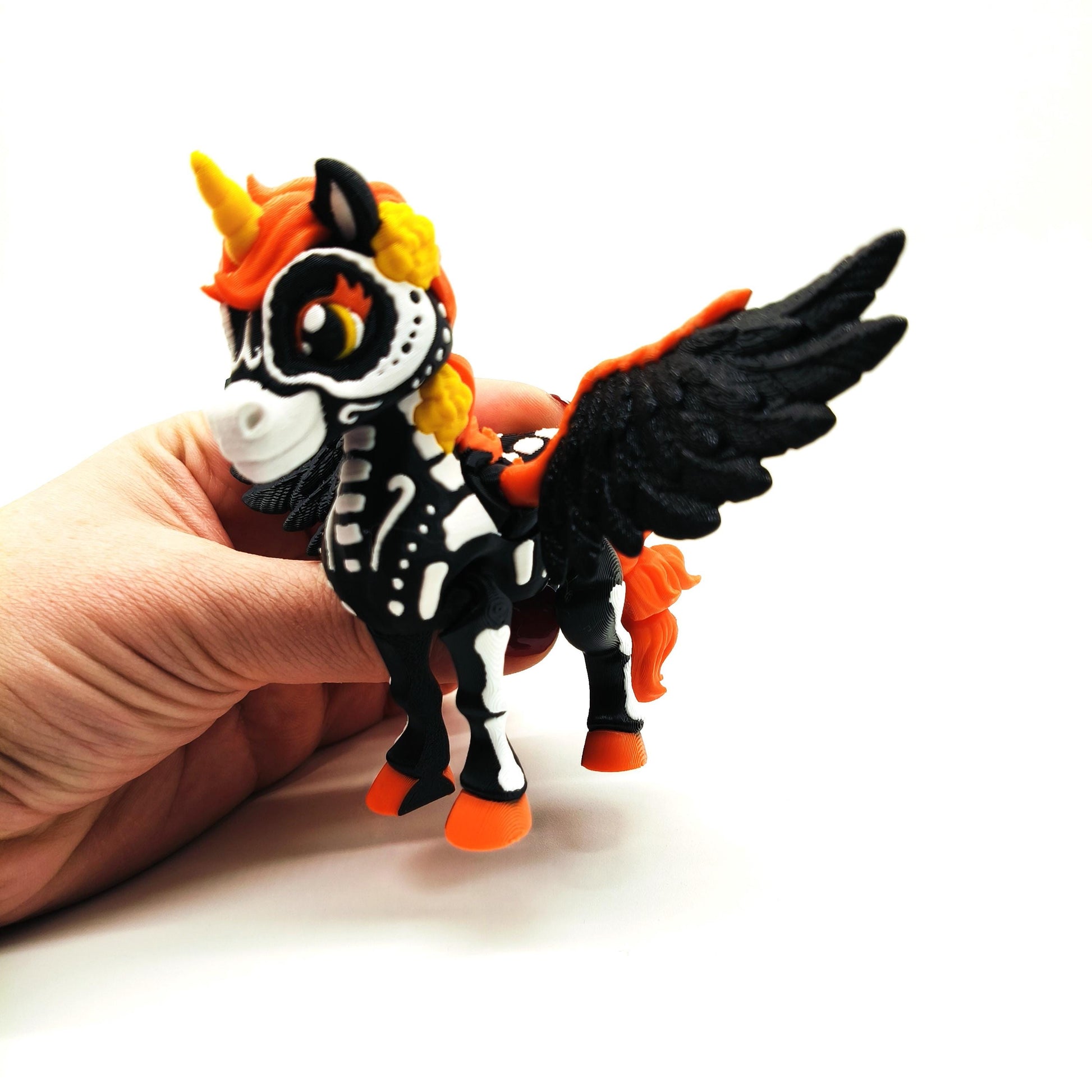 Spooky Unicorn, Colorful Skeleton Pegasus Unicorn – Halloween Decor, Fantasy Figurine Gift, Perfect Gift for Mythical Creature Lovers