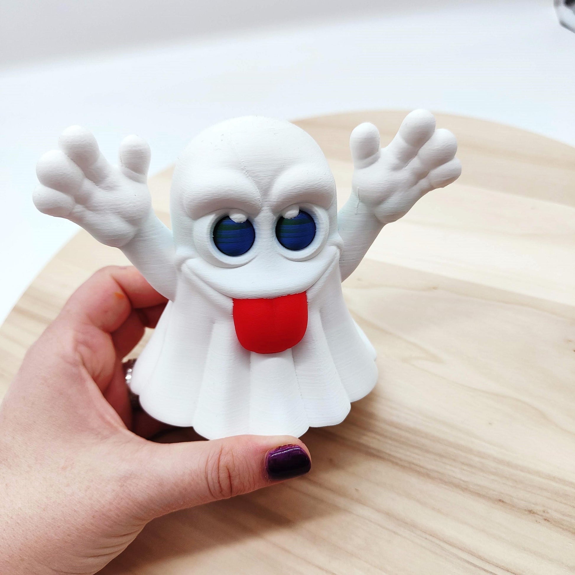 Cute Ghost Figurine - Fun Halloween Decoration | 3D Printed Ghost Toy | Spooky Kawaii Desk Decor | Handmade Boo Gift