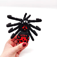 Black Widow Spider – Perfect for Display, Play, or Desktop Decoration, Halloween Decor, Flexible Spider, Scary Spider Red and White Accents
