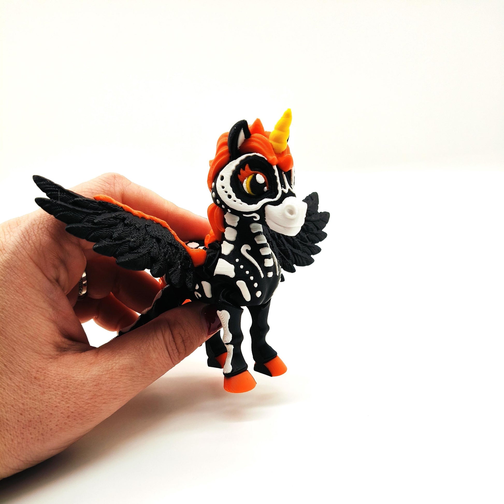 Spooky Unicorn, Colorful Skeleton Pegasus Unicorn – Halloween Decor, Fantasy Figurine Gift, Perfect Gift for Mythical Creature Lovers