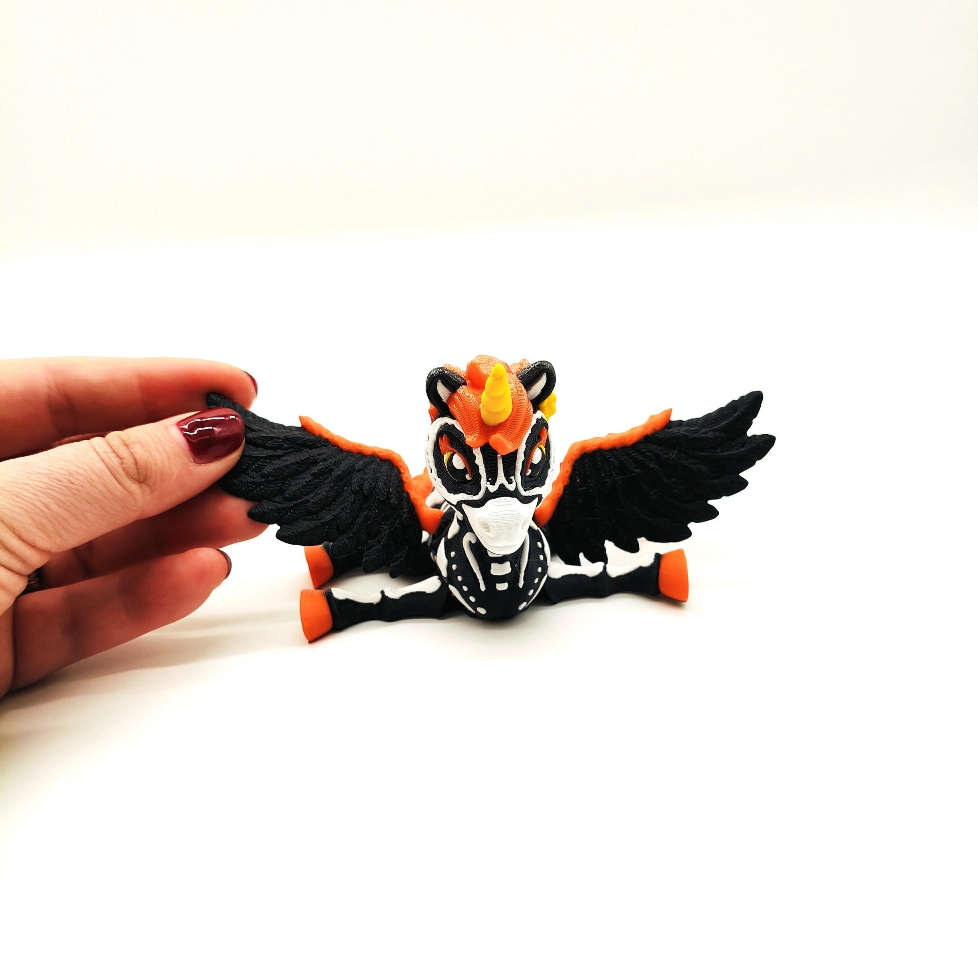 Spooky Unicorn, Colorful Skeleton Pegasus Unicorn – Halloween Decor, Fantasy Figurine Gift, Perfect Gift for Mythical Creature Lovers