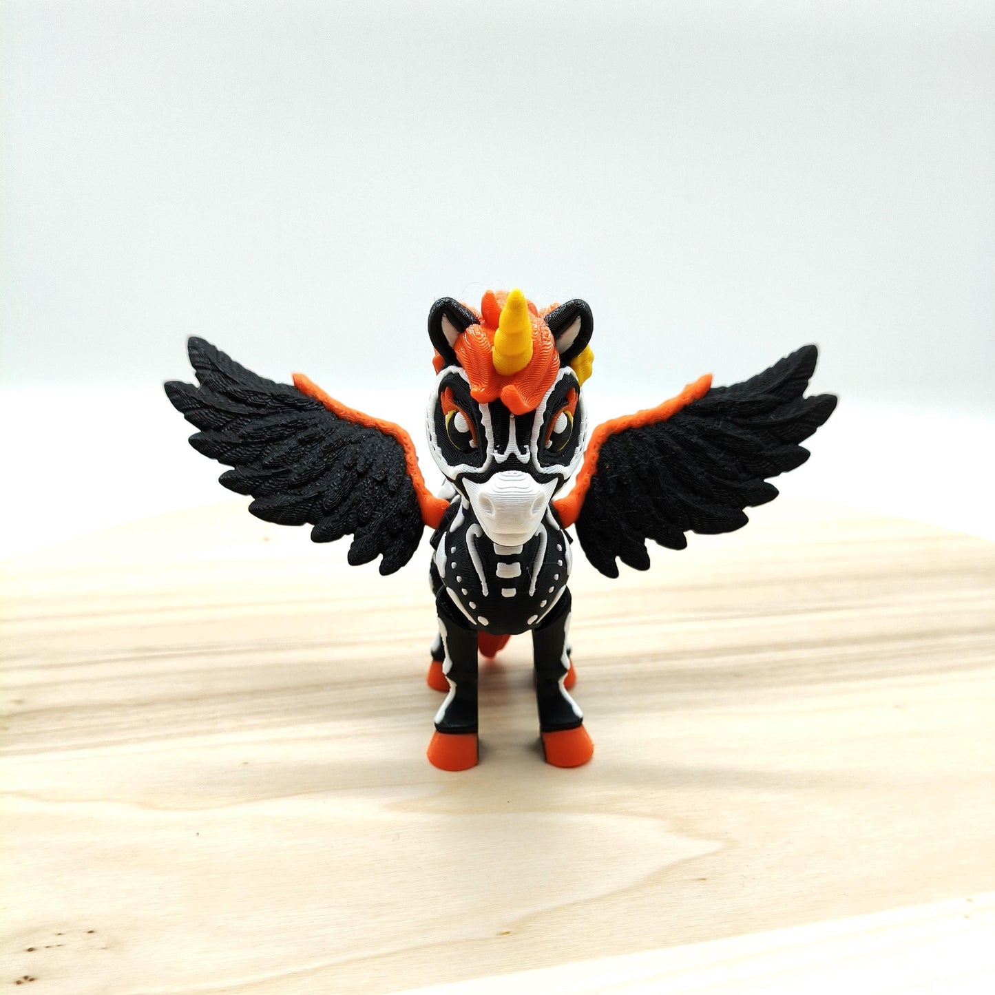 Spooky Unicorn, Colorful Skeleton Pegasus Unicorn – Halloween Decor, Fantasy Figurine Gift, Perfect Gift for Mythical Creature Lovers