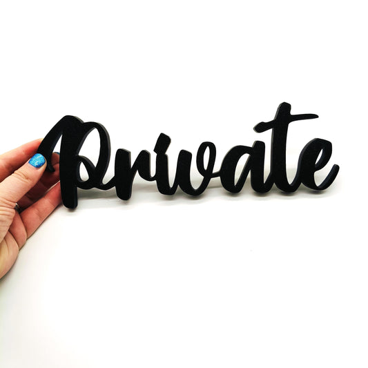 Private Wall Sign - Private Door Sign - 'Private' Room Decoration, Modern Cursive Script Lettering, Perfect for Home or Office Spaces