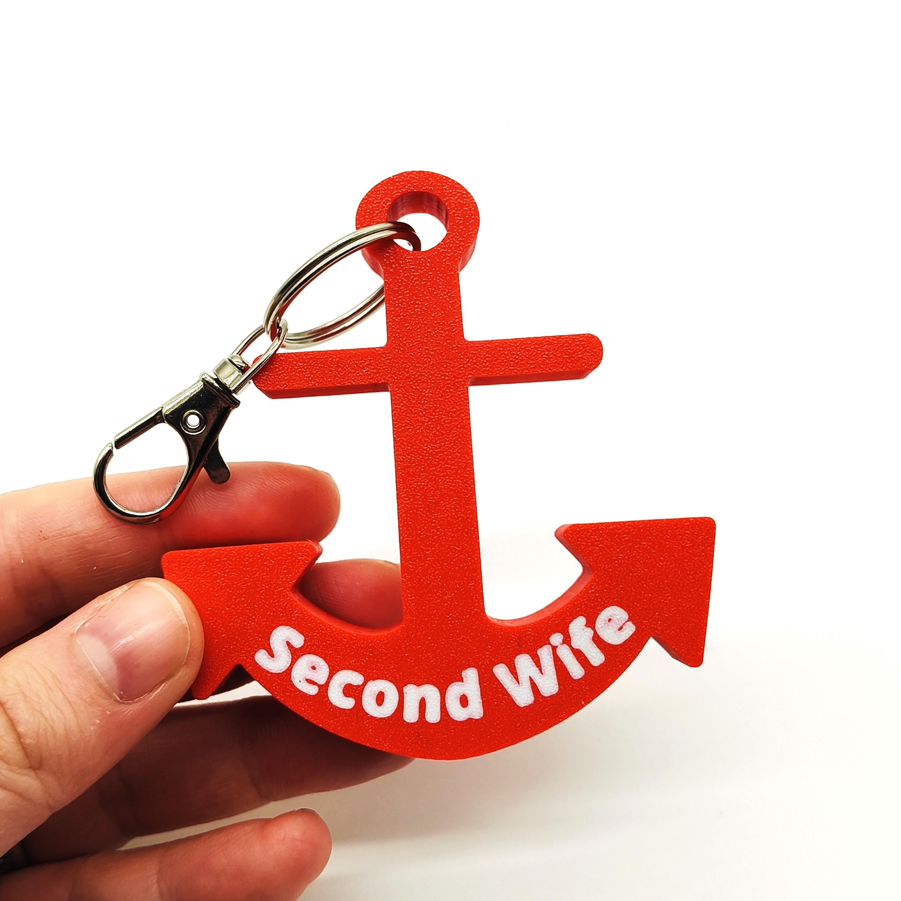 Keychain 'Second wife' anker, Anchor Key Float, Perfect Gift for Boat Lovers, Floating Keychain for Keys, Gift for Boat Owner