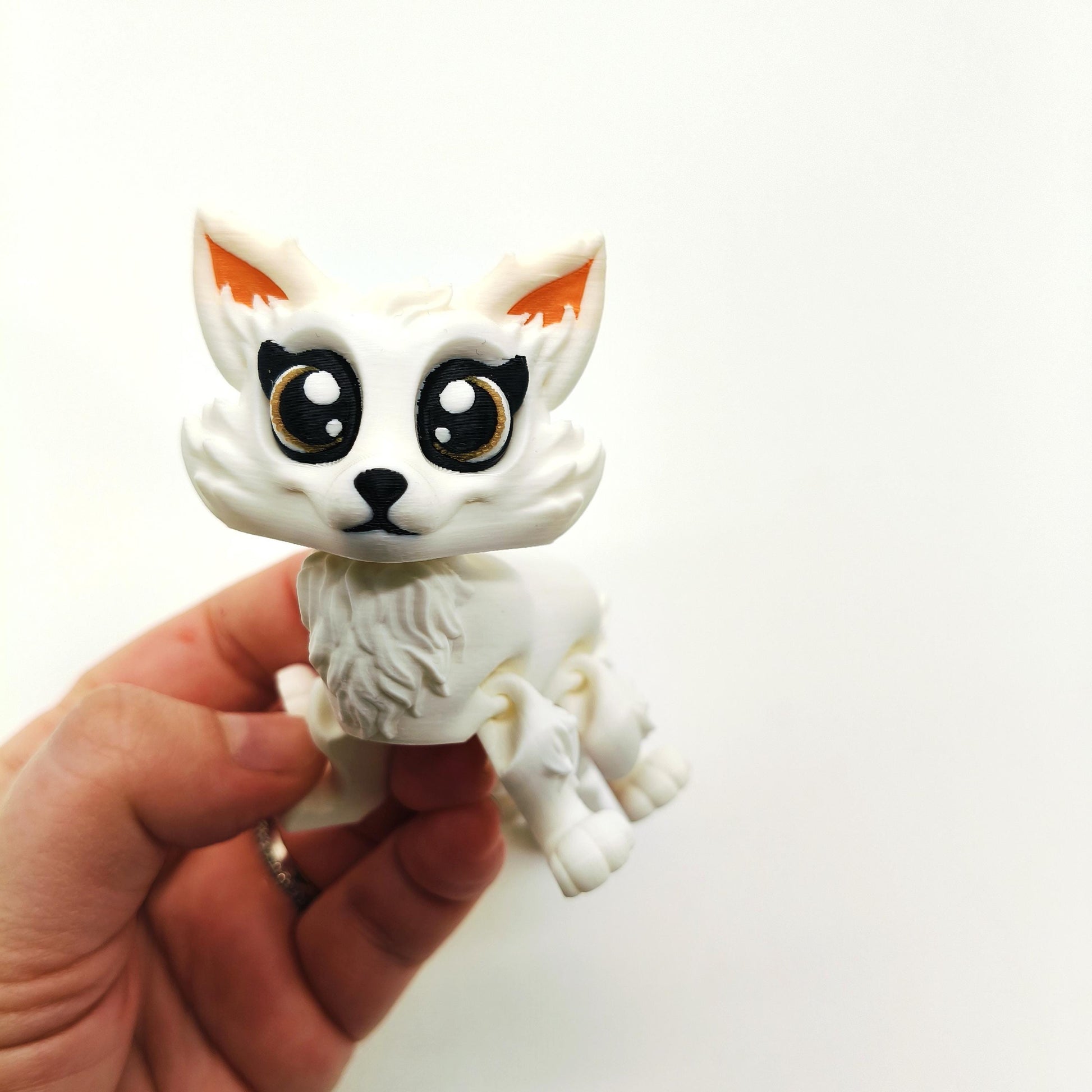 Articulated Arctic Fox – Poseable Flexible Animal Figure – Cute Fidget Companion, Perfect Gift for Animal Lovers, Fantasy Creature