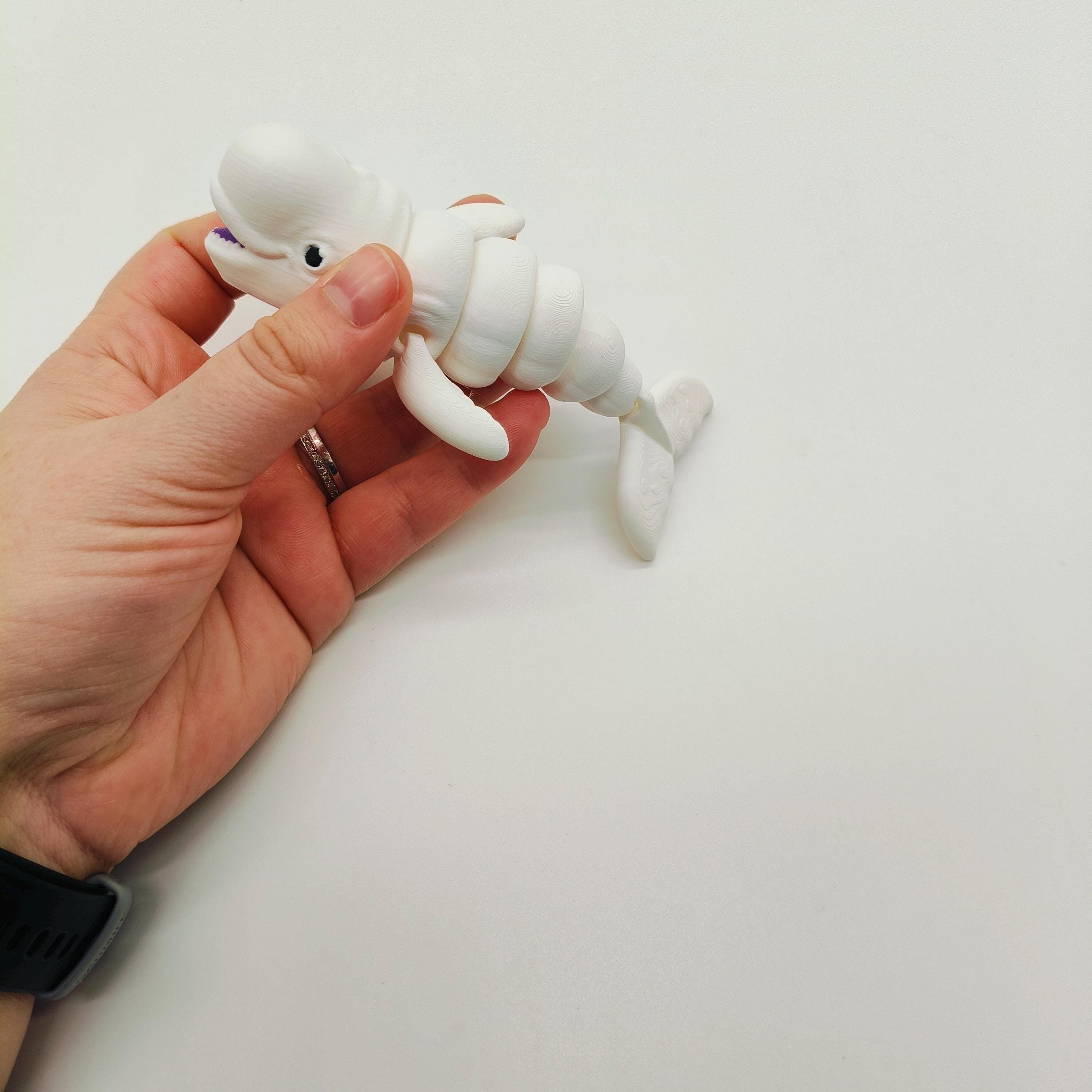 Articulated Beluga Whale | Fidget Toy | Cute Ocean Animal Gift | Moving Parts | Desk Toy | Unique Gift for Whale Lovers