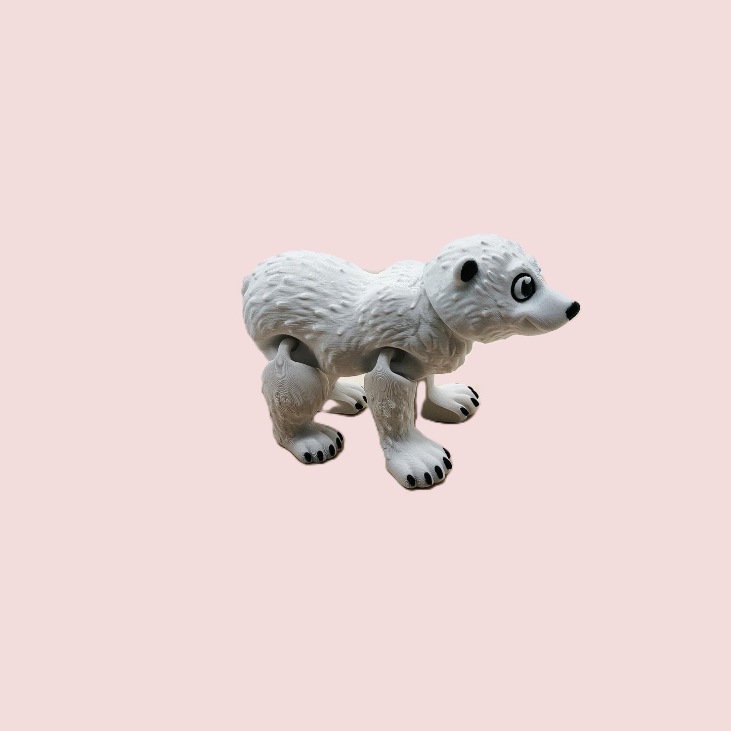 Articulated Polar Bear Figurine – Flexible Animal Figurine – Cute White Bear Gift – Fidget Desk Decor for Wildlife Lovers & Collectors