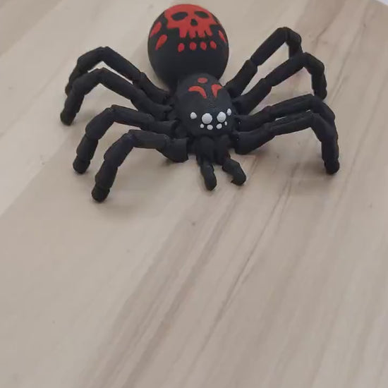 Black Widow Spider – Perfect for Display, Play, or Desktop Decoration, Halloween Decor, Flexible Spider, Scary Spider Red and White Accents