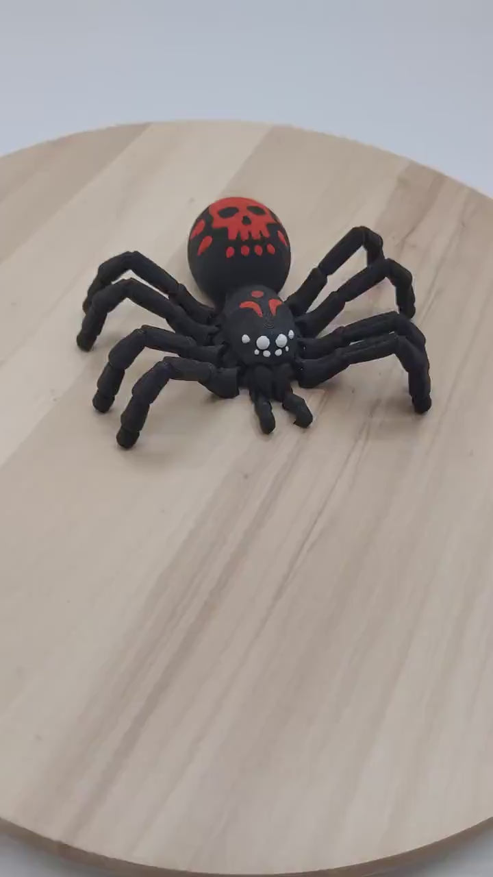 Black Widow Spider – Perfect for Display, Play, or Desktop Decoration, Halloween Decor, Flexible Spider, Scary Spider Red and White Accents
