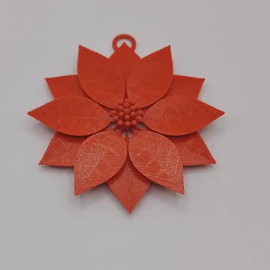 Red Poinsettia Christmas Ornament | Festive Floral Holiday Decor | Beautiful Winter Hanging Decoration for Christmas Tree