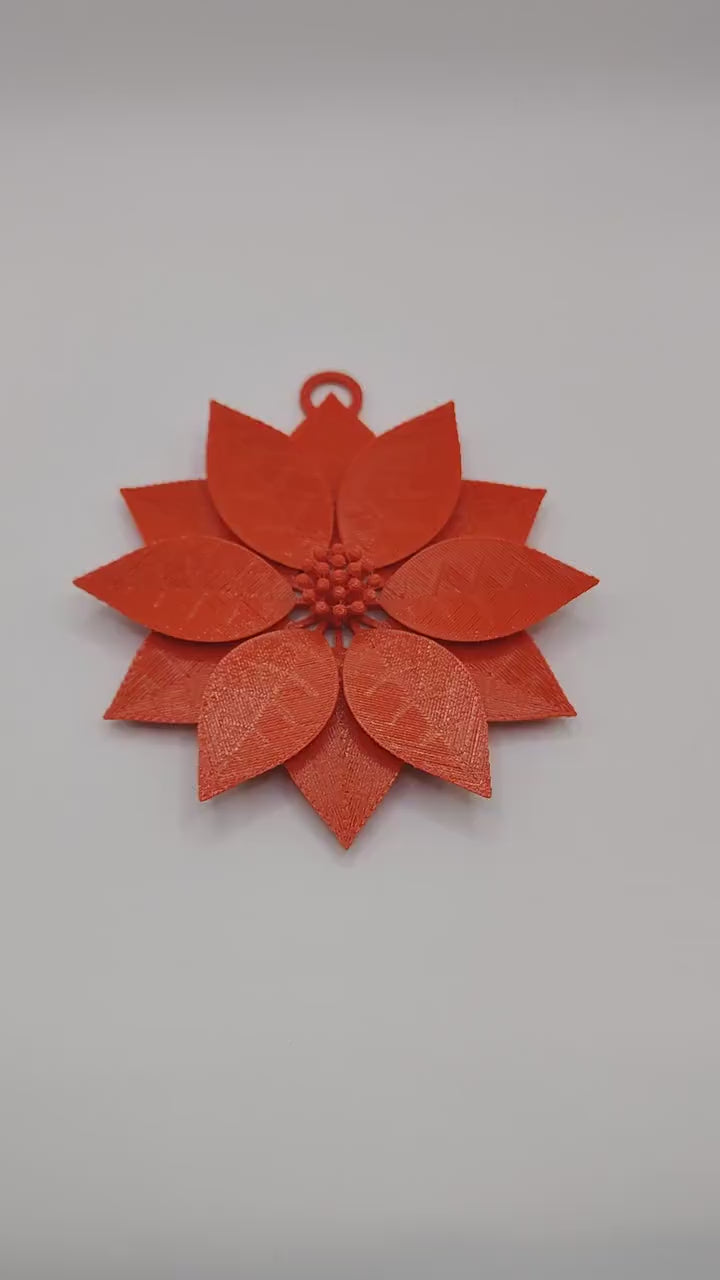 Red Poinsettia Christmas Ornament | Festive Floral Holiday Decor | Beautiful Winter Hanging Decoration for Christmas Tree