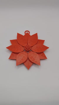 Red Poinsettia Christmas Ornament | Festive Floral Holiday Decor | Beautiful Winter Hanging Decoration for Christmas Tree