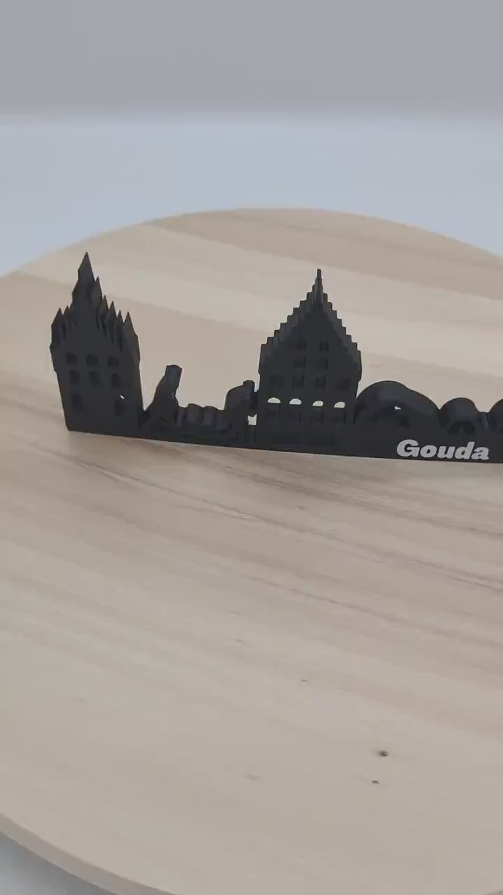 Charming Gouda Skyline Art – Unique Collectible for Home and Bookshelf Decor | Perfect Netherlands Souvenir