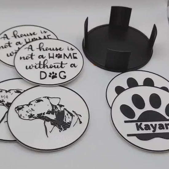 Coaster set dog lover with dog paw and name, dog photo and quote | perfect gift for dog owner |