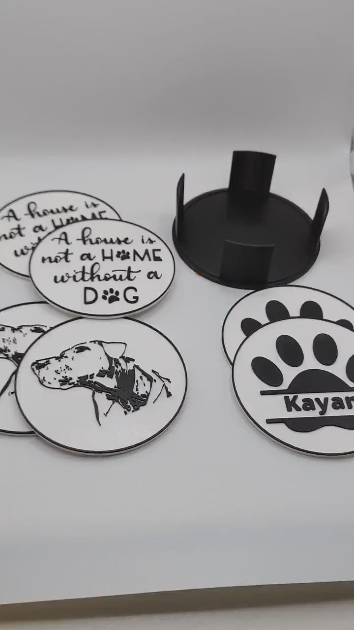 Coaster set dog lover with dog paw and name, dog photo and quote | perfect gift for dog owner |
