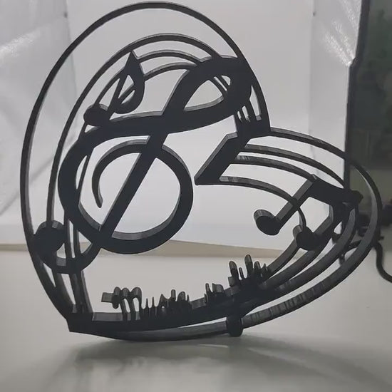 Music is life heart decoration 3D printed Music lover decor | Perfect gift for a music lover | Home design | Music love