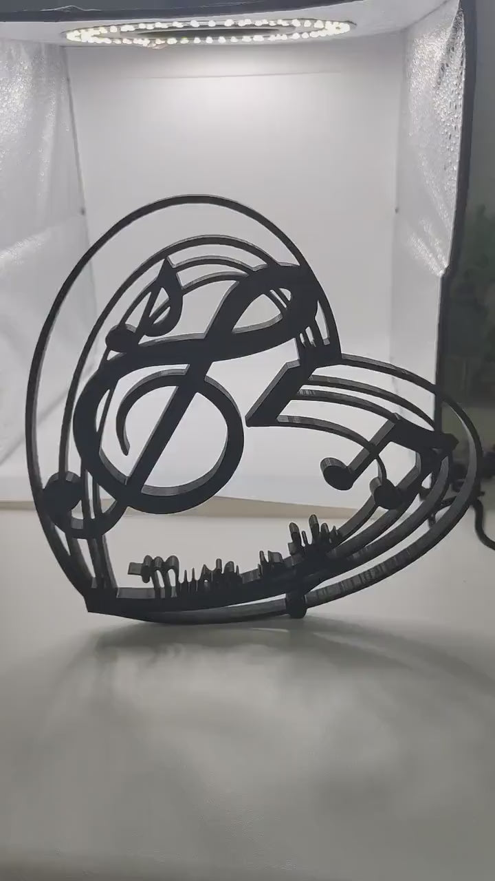 Music is life heart decoration 3D printed Music lover decor | Perfect gift for a music lover | Home design | Music love