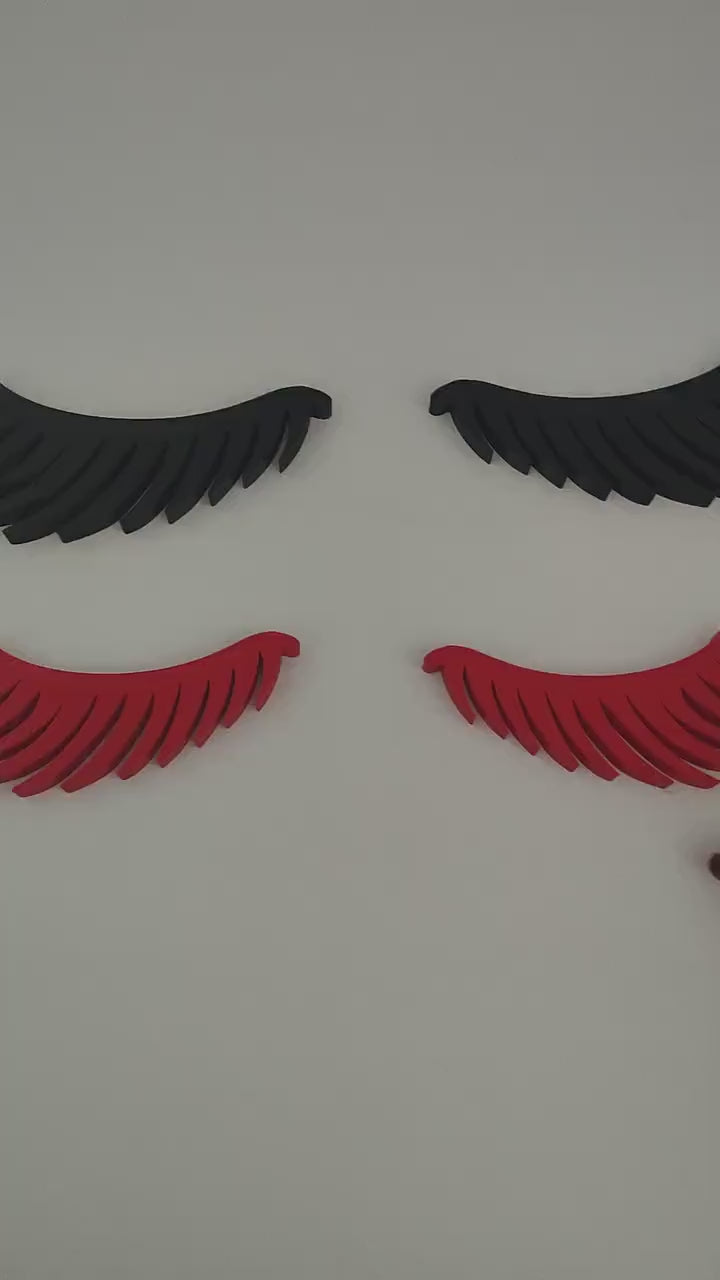 Sleepy Eyelashes Set | tired eyes plastic(pla) eyelashes | Bedroom or salon lashes decor | Wall decoration | Pair of eyes | Home design