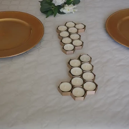 Bee pattern Candle Holder for 9 candles| Center piece | living room, honeycomb | table decor | bee hive | hexagonal | Tea Light Holders