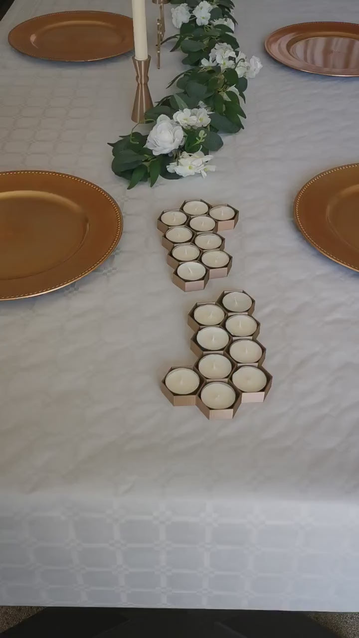 Bee pattern Candle Holder for 9 candles| Center piece | living room, honeycomb | table decor | bee hive | hexagonal | Tea Light Holders