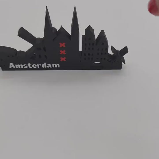 Amsterdam skyline shelf art, Decor, Souvenir, City Silhouette, collectable, Panoramic Skyline Art Print Capturing the City's Iconic Charm