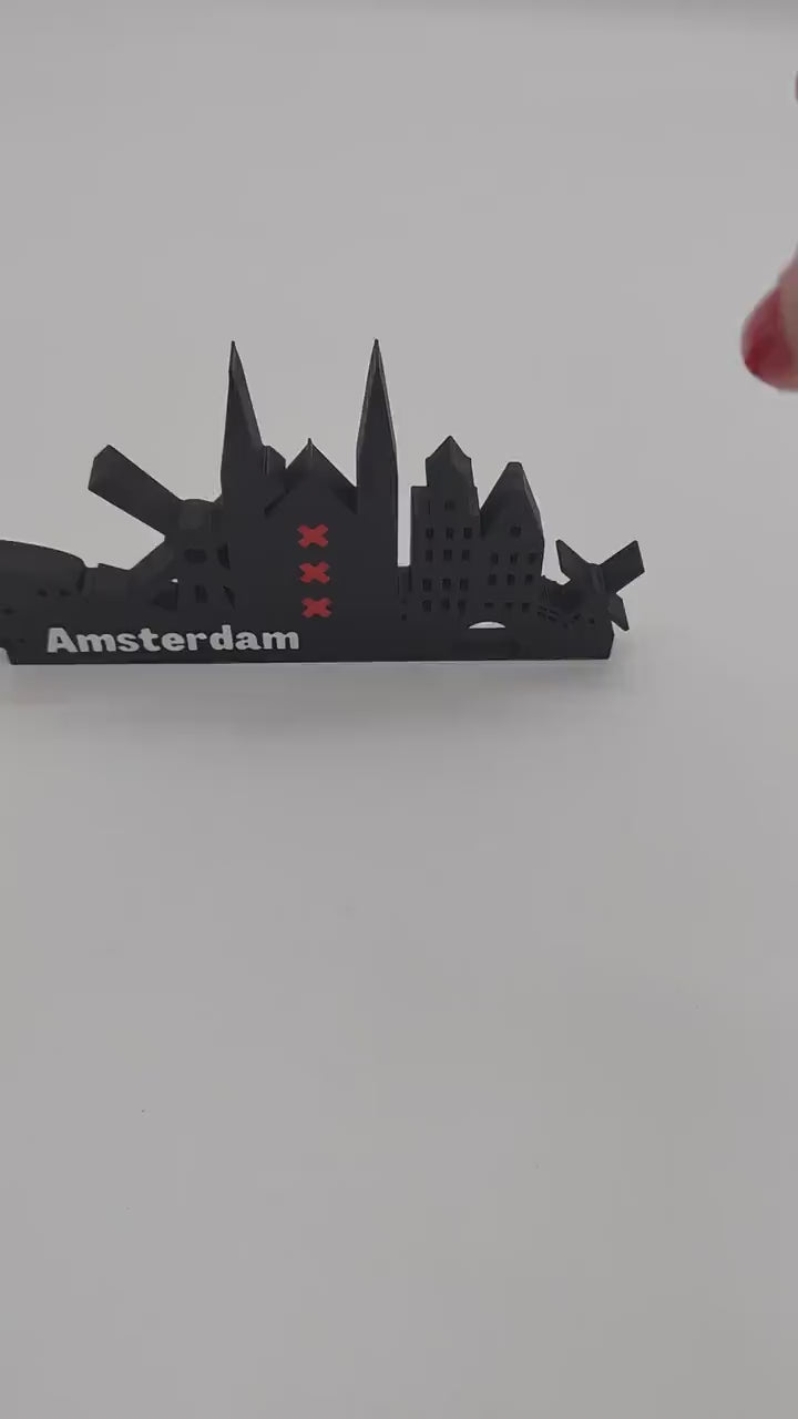 Amsterdam skyline shelf art, Decor, Souvenir, City Silhouette, collectable, Panoramic Skyline Art Print Capturing the City's Iconic Charm