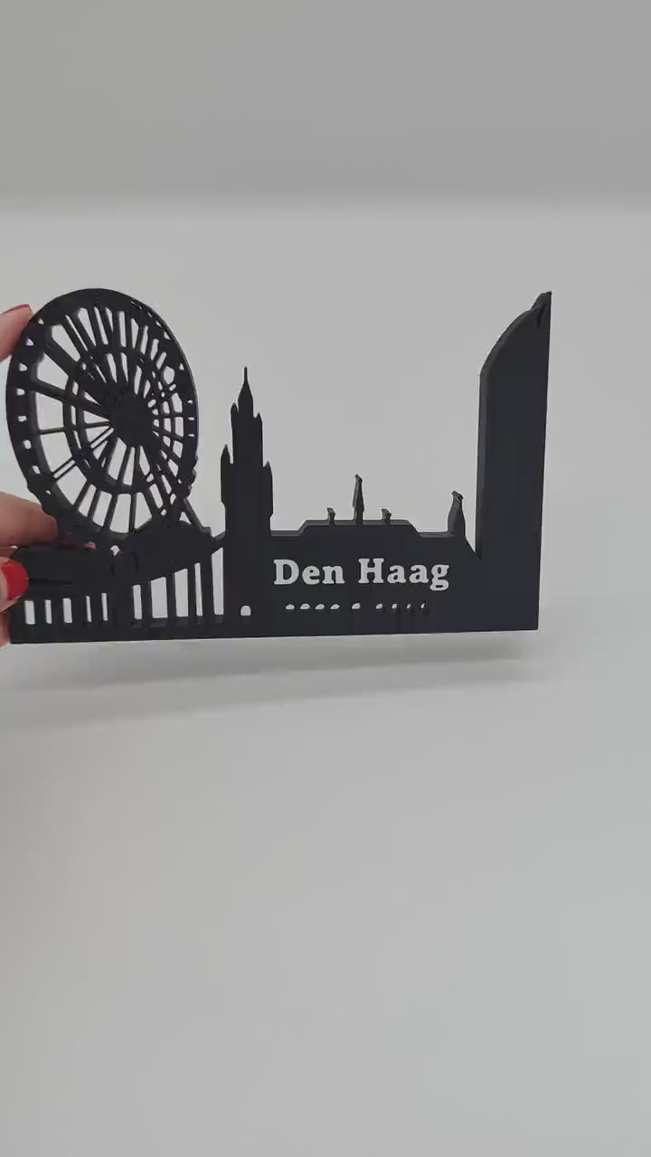 The Hague Skyline Art – Perfect Home & Bookshelf Decor | Den Haag Collectible, Netherlands Souvenir and Gift