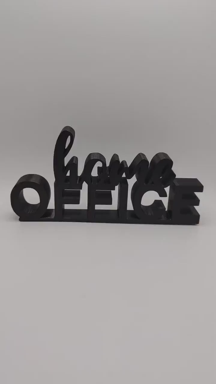 Stylish 3D 'Home Office' Sign - Sleek Black Desk, Perfect for Enhancing Your Workspace or Home Office Aesthetic