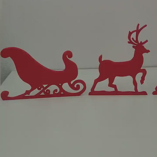 Santa Sleigh & Reindeer Christmas Decoration, 3DPrinted Deer Xmas Home Decor, Wall, Door, Window, Fireplace Ornament