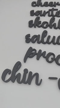 Bring Global Cheers to Your Space: Elegant Multilingual Wall Sign Featuring Toasts from Around the World,